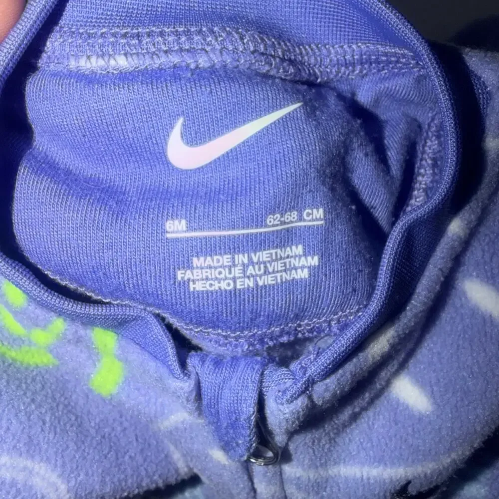 Nike Baby 6 Months Printed Club Sleep & Play One Piece Pajamas Coverall Purple